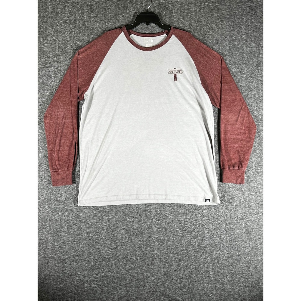 The North Face Mens XXL Get Lost Raglan Long Sleeve Adventure Graphic Tee Grey